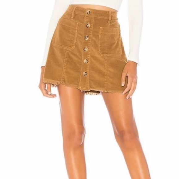 Show Me Your Mumu Sedona Brown Button Front Corduroy Mini Skirt Women's XS EUC - Picture 3 of 12